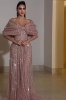 فستان سهرة لحمي مطريز بترتر فخم