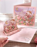 بطاقة اهداء 3D - دمية التوليب الوردي