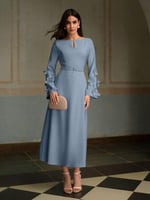 فستان طويل جاكار ثلاثي الأبعاد