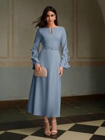 فستان طويل جاكار ثلاثي الأبعاد