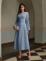 فستان طويل جاكار ثلاثي الأبعاد