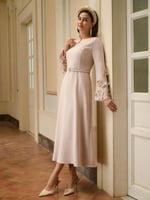 فستان طويل جاكار ثلاثي الأبعاد