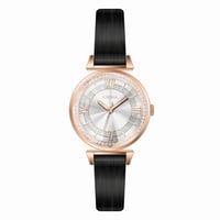 ساعة نسائية بسوار جلد أسود من بروشا BR1023