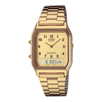 ساعة كاسيو فنتج توقيتين - بني سير ذهبي