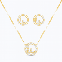 طقم سلسال وحلق نسائي ستيل بفصوص زركون