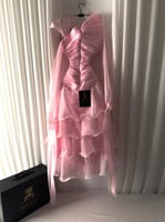 فستان وردي تل كلوش