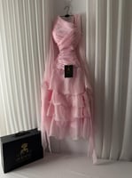 فستان وردي تل كلوش