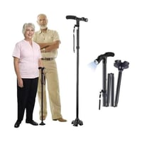 عصا قابلة للطي مع ضوء LED وارتفاع قابل للتعديل - ع...