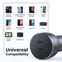 يوجرين - شاحن سيارة بمنفذين PD وبمجموع القوة 40 وا...