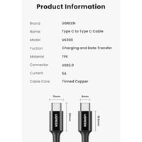 يوجرين -سلك شاحن من USB-C إلى USB-C بطول 1 م - أبي...