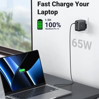 يوقرين | شاحن جداري بقوة 65 واط بثلاث منافذ PD وبم...