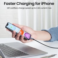 يوجرين -سلك شاحن نايلون مظفر USB إلى آيفون بطول 1...