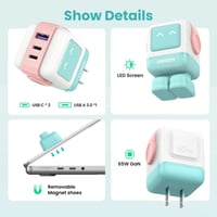 يوقرين | شاحن جداري بقوة 65 واط نيكسود GaN روبوت ب...