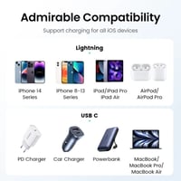 يوجرين -سلك شاحن نايلون مظفر USB-C إلى آيفون بطول...