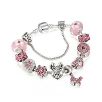 سوار مطلي فضة عيار 925 مزين بخرزات وعناصر باندورا...