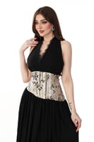 فستان سهرة هالتر مع خصر ذهبي جاكار