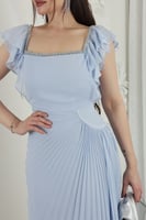 فستان شيفون كسرات مزين بخرز SKY