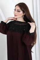 فستان ميد كسرات مزين بشك