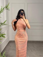 فستان سهره شك Peach -