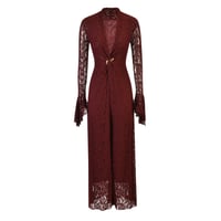 جمبسوت دانتيل برغندي بأكمام فلير