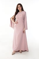 قفطان كريب ثقيل مزين بكشكشه من التل والتطريز