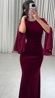 فستان سهرة مزين بإكسسوار Burgundy