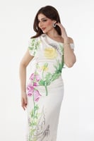 فستان فلورا ساتان ناعم بطابع مشجر