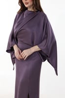 فستان ساتان أنيق بلون موف