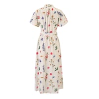 فستان مشجر ماكسي بياقة كلاسيكية