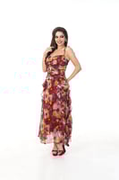 فستان شيفون مشجر طويل بإطلالة أنثوية مبهرة