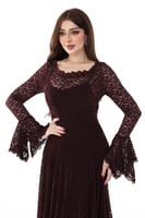 فستان دانتيل بلون برغندي عميق