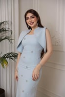 فستان كريب كلاسك بإكسسوار ~