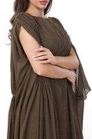 قفطان زيتي قطعتين ببطانة داخلية