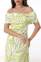 فستان ستان حرير ناعم أوف شولدر