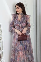 فستان اورجنزا ناعم بطابع النقش