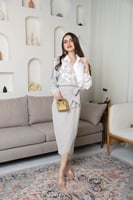 فستان كريب لف بياقة