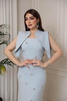 فستان كريب كلاسك بإكسسوار ~