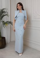 فستان كريب كلاسك بإكسسوار ~