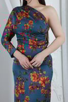 فستان حرير مورد بكم واحد