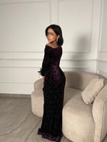 فستان بطابع تشجير مخمل