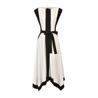 فستان ميدي أبيض وأسود غريس كريب