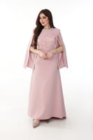 قفطان كريب ثقيل مزين بكشكشه من التل والتطريز