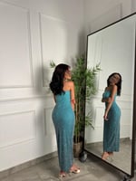 فستان سهرة شك مموج Turquoise