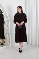 فستان ميد كسرات مزين بشك