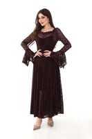 فستان دانتيل بلون برغندي عميق