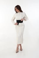 فستان أنيق غريس ساتان بلون سكري