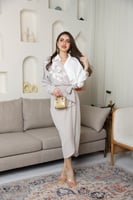 فستان كريب لف بياقة