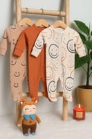 طقم بيبي 3 أفرولات قطنية برسمة سمايلي – نعومة وأنا...