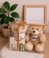 بوكس هدية مواليد فاخر – صندوق أكريليك شفاف بدبدوب...