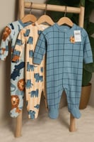 هدية مواليد أولاد فخمة – دبدوب ناعم مع أفرولات قطن...